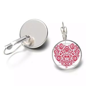 Boho Polish Folk Pattern Art Glass‎ Gem Earrings